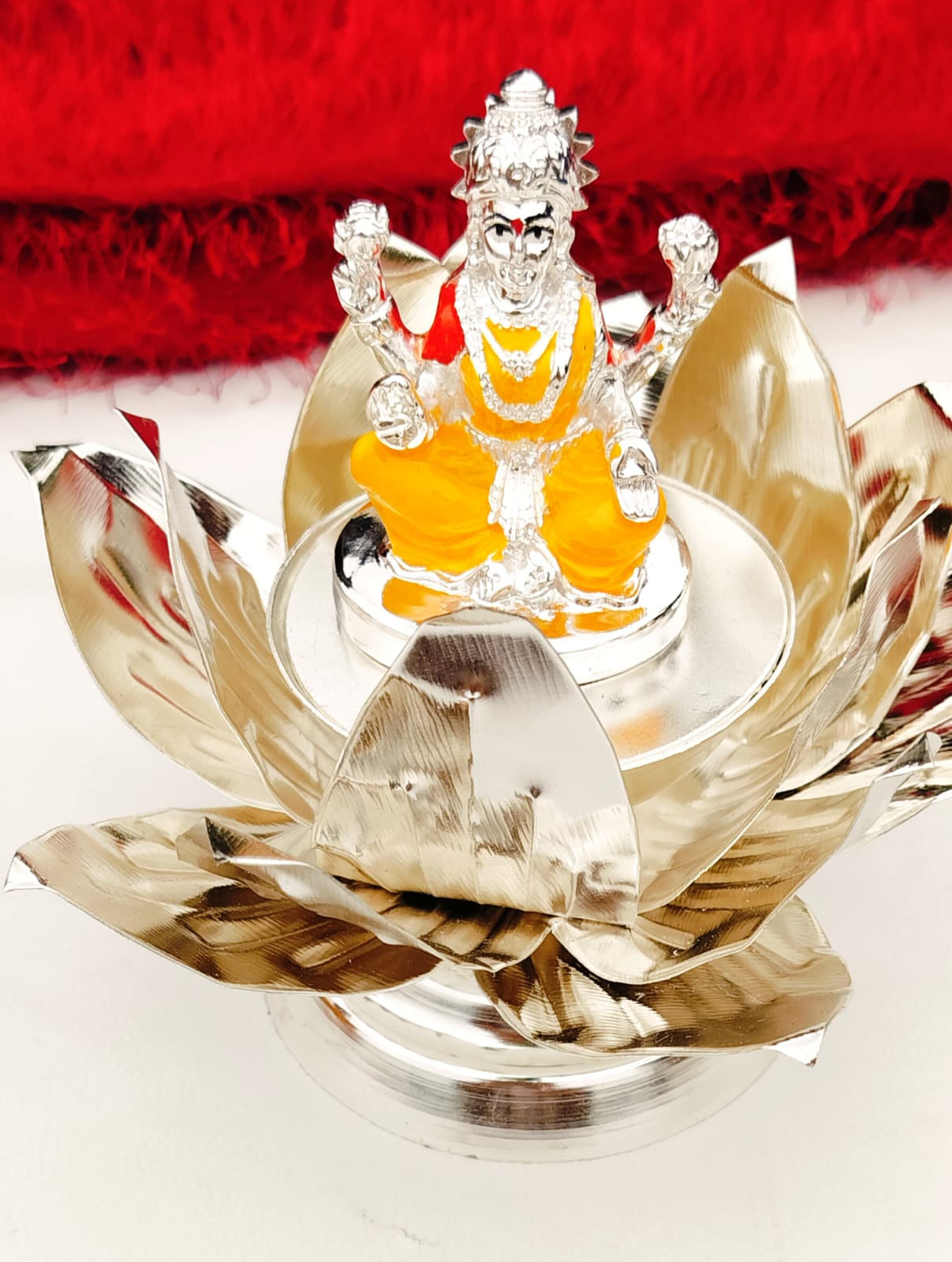 German Silver Lotus Singhasan with Lakshmi