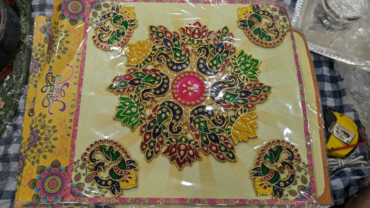 Rangoli peacock & lotus design