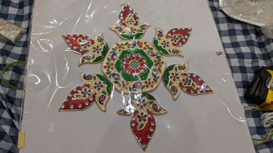Rangoli meenakari design diya shape