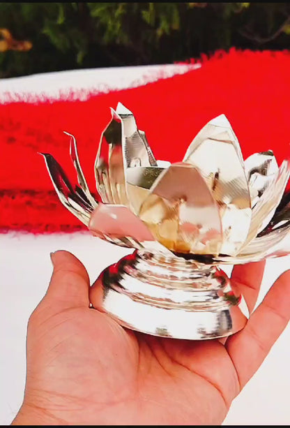 German Silver Lotus Singhasan with Lakshmi