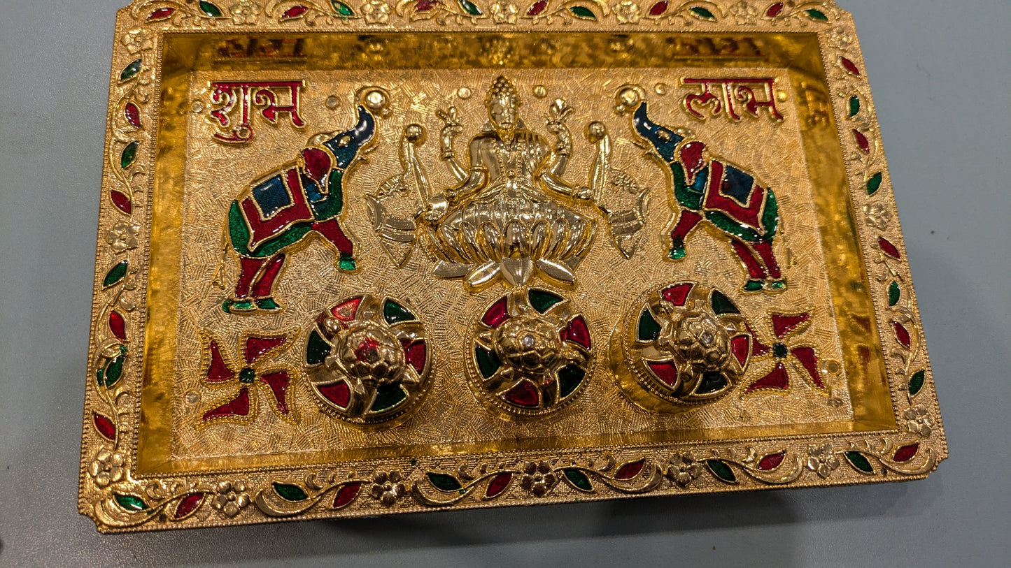 Lakshmi with elephants design fibre plate